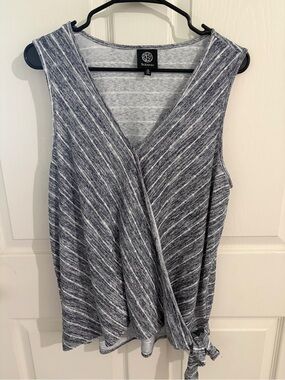 bobeau Navy and White Striped Wrap Tank with Side Tie